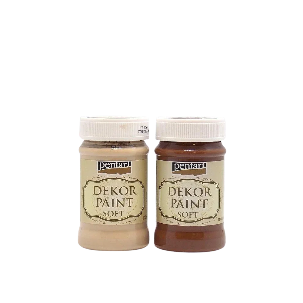 Pentart Dekor Paint Chalky Duoset 2 x 100 ml – Set 21 in Cappuccino & Braun. - Bastelschachtel - Dekor Paint Chalky 100ml - BAS-BUND-PEN-CHAL-S21