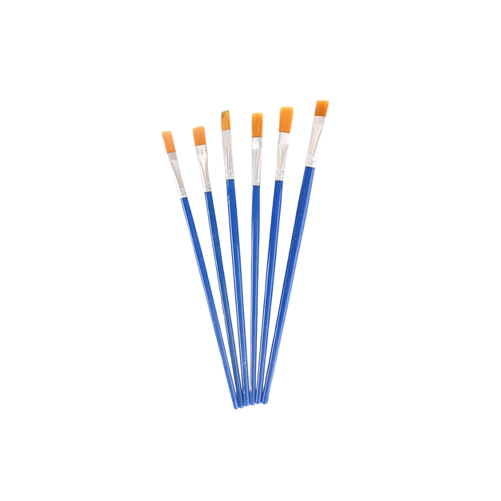 Pinselset 6-teilig, flach, blauer Griff, bis Größe 8