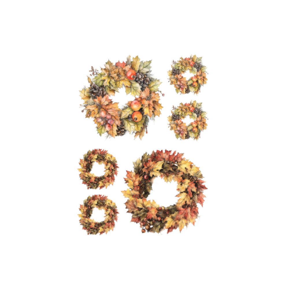 Reispapier A3 - Autumn wreaths