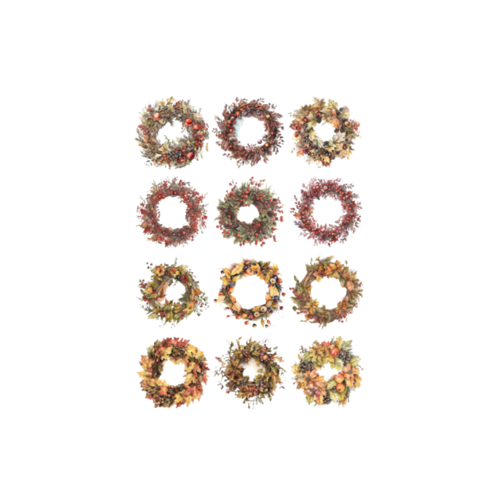 Reispapier A3 - Autumn wreaths small