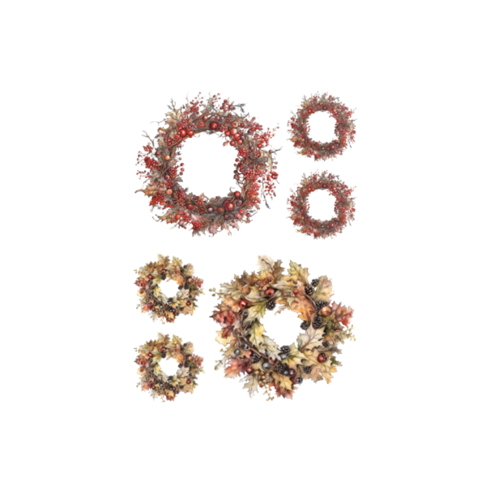 Reispapier A3 - Autumn wreaths with berries