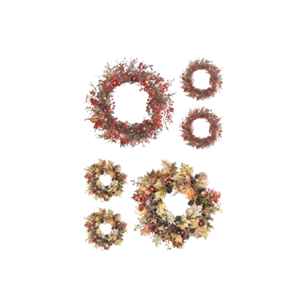Reispapier A4 - Autumn wreaths with berries