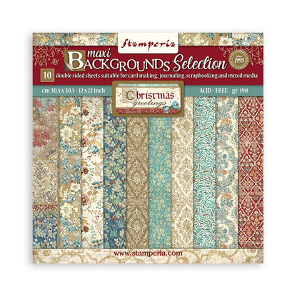 Scrapbook Papierblock 12"x12" - Christmas greetings - Maxi background selection