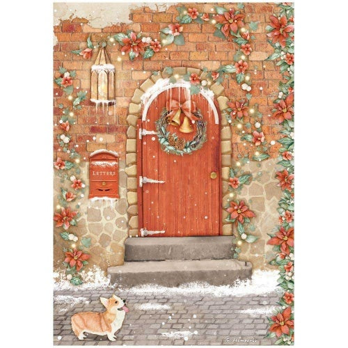 Reispapier A4 - All around Christmas - Red door