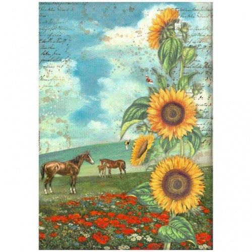 Reispapier A4 - Sunflower Art and horses