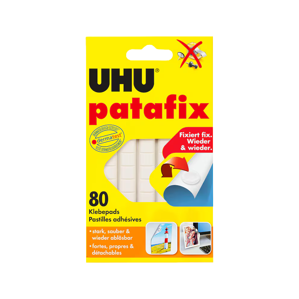 UHU patafix doppelseitige Klebepads 1,0 x 1,0 cm, 80 St.
