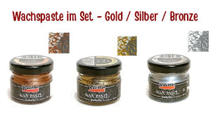 Pentart Wachspaste im Set metallic 3x20ml - gold / silber / bronze