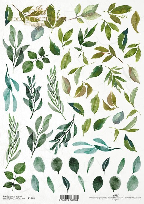 Reispapier A4 - Grüne Blätter