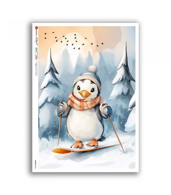 Reispapier Ski Pinguin  A5 oder A4