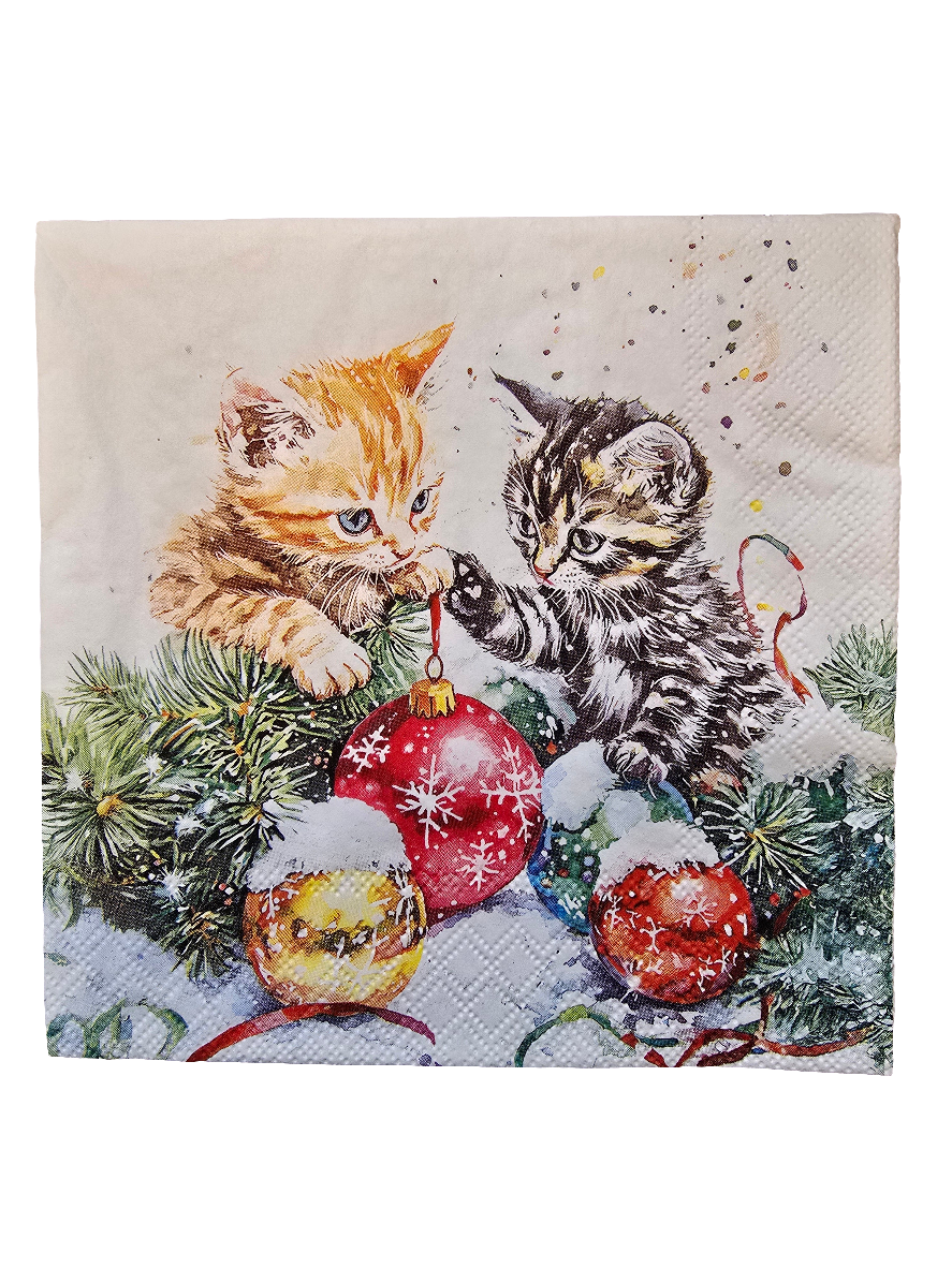 Servietten Set mit Decoupage-Kleber - tierische Weihnachten