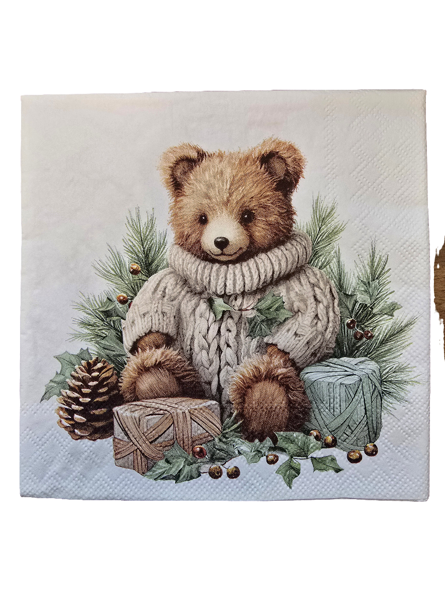 Servietten Set mit Decoupage-Kleber - tierische Weihnachten