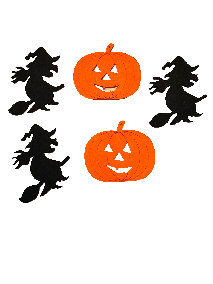 Bastelfilz - Halloween Hexe und Kürbis