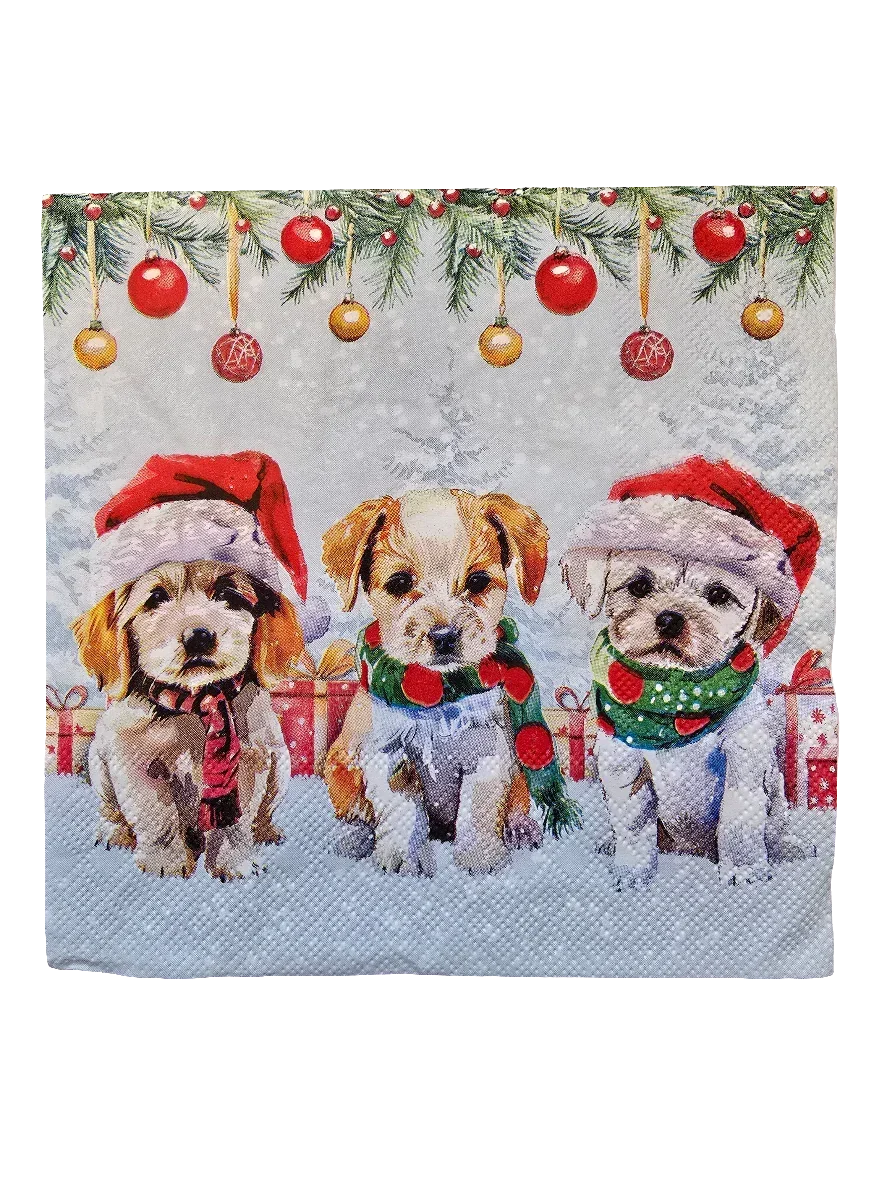 Servietten Set - weihnachtliche Hunde - Bastelschachtel - Servietten/ Set - 