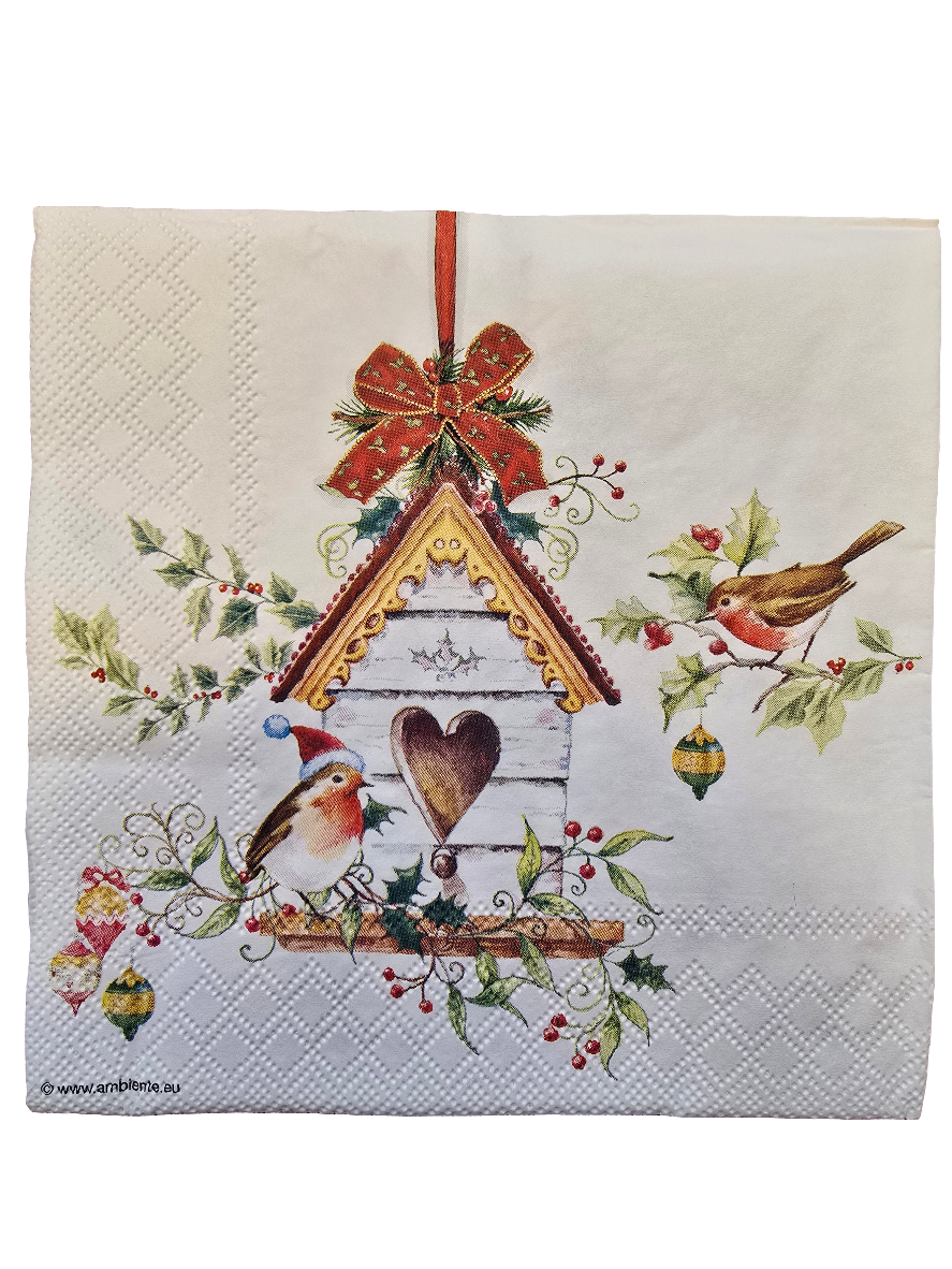 Servietten Set mit Decoupage-Kleber - tierische Weihnachten