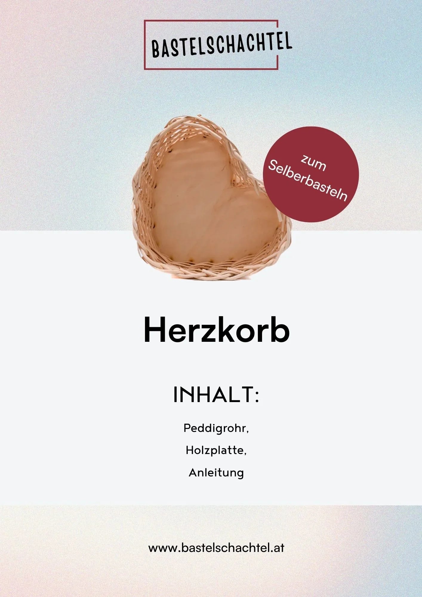 Bastelset aus Peddigrohr - Herzkorb - Bastelschachtel