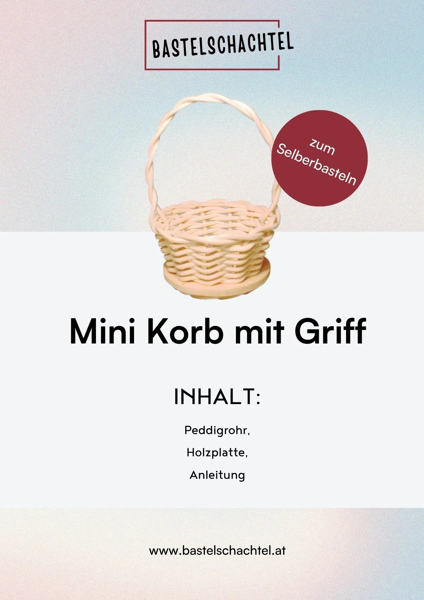 Bastelset aus Peddigrohr - Mini Körbchen mit Griff - Bastelschachtel