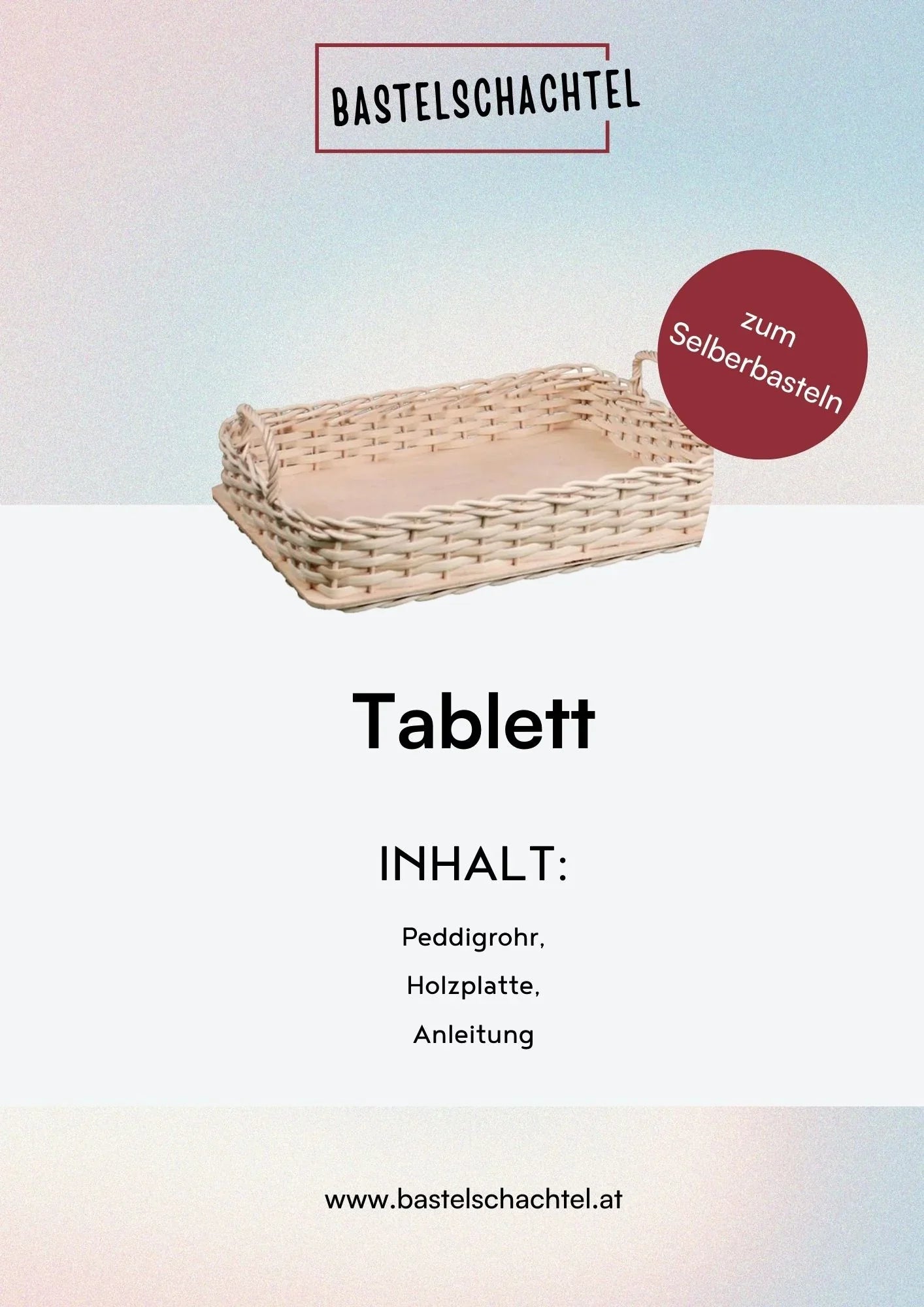 Bastelset aus Peddigrohr - Tablett - Bastelschachtel