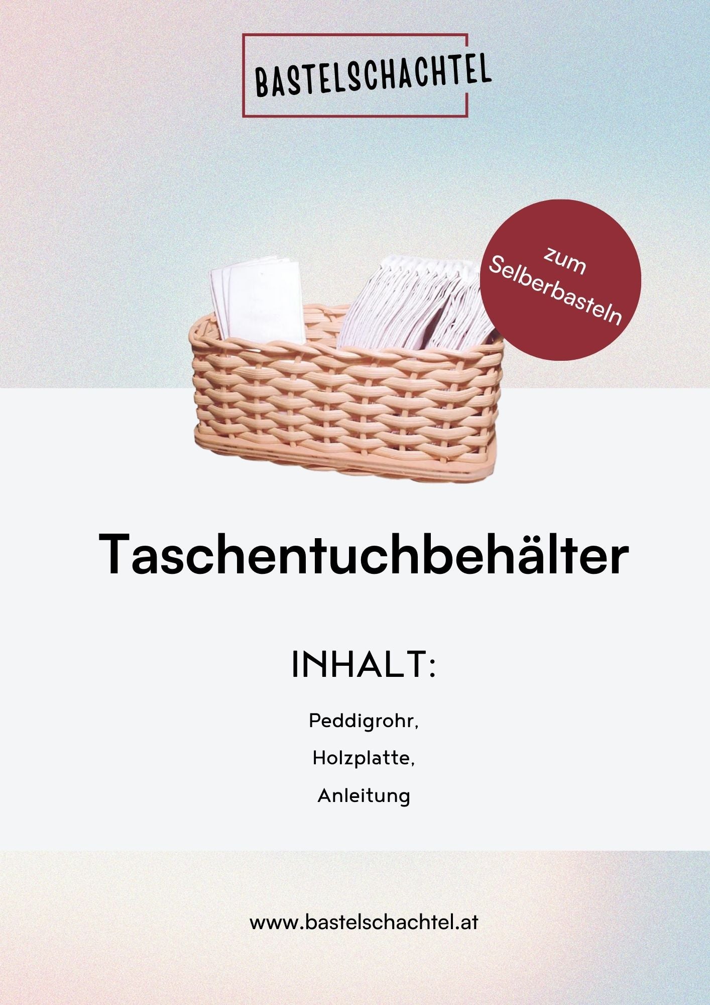 Bastelset aus Peddigrohr - Taschentuchbehälter - Bastelschachtel
