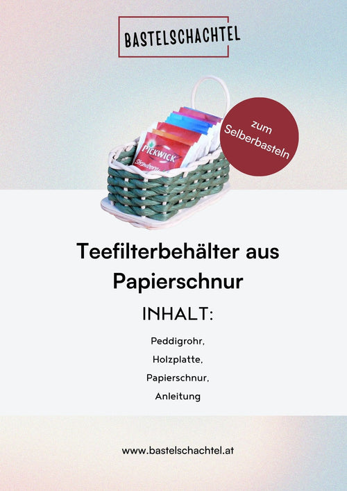 Bastelset aus Peddigrohr - Teefilterbehälter mit Papierschnur - Bastelschachtel