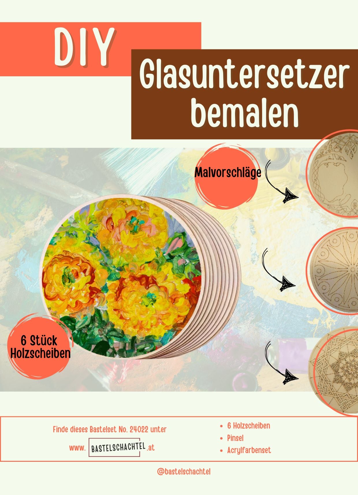Bastelset Holzuntersetzer - Bastelschachtel