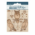 Chipboard 14x14cm - Vintage library - Keys and owls - Bastelschachtel