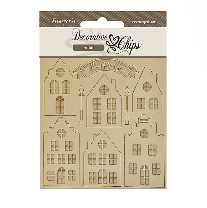 Chipboard 14x14cm - All around Christmas - Cozy houses