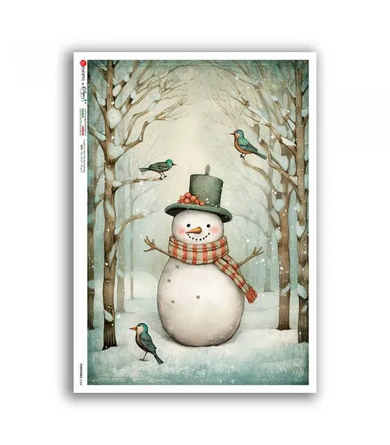 Reispapier A5 - Schneemann Vintage