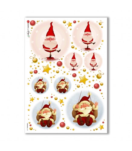 Reispapier A3 - Funny Santa rounds