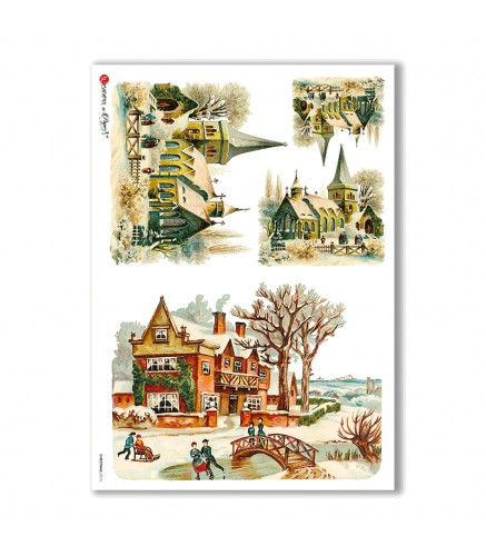 CHRISTMAS-0215. Christmas Rice Paper victorian for decoupage.