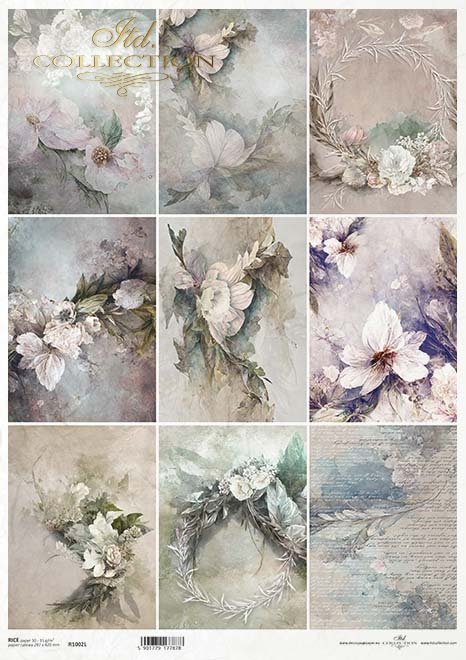 Reispapier A3 - Dream flowers collage