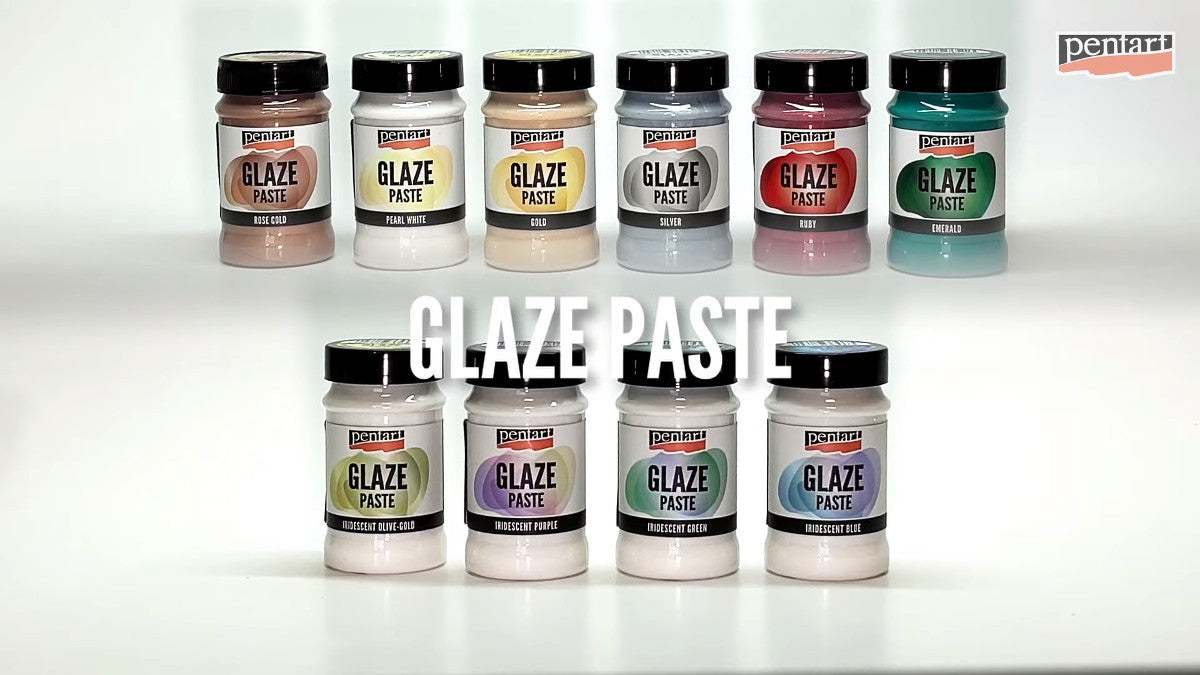 6 metallic Pentart Glaze Pasten und 4 irisierende Glaze pasten