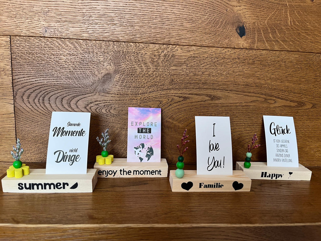 Handgemachte "Mini-Holzbank mit Schriftzug" - Geschenkidee mit Botschaft - Bastelschachtel