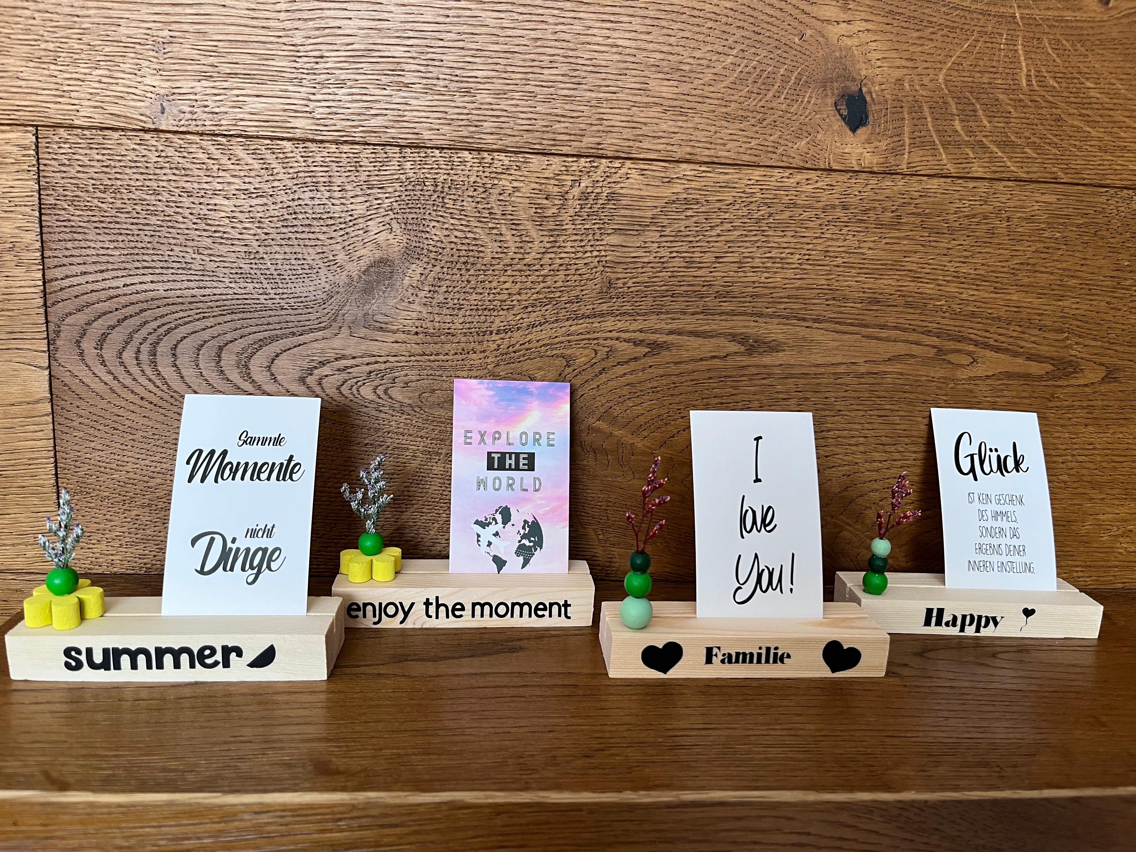 Handgemachte "Mini-Holzbank mit Schriftzug" - Geschenkidee mit Botschaft - Bastelschachtel