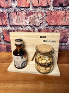 Handgemachtes Geschenk "Holzbank mit Mini-Gin und Glas" – Charmantes Mitbringsel - Bastelschachtel