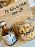 Handgemachtes Geschenk "Holzbank mit Mini-Gin und Glas" – Charmantes Mitbringsel - Bastelschachtel