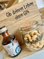 Handgemachtes Geschenk "Holzbank mit Mini-Gin und Glas" – Charmantes Mitbringsel - Bastelschachtel
