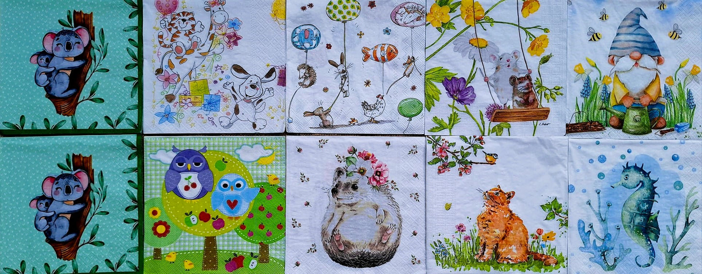 Servietten Set mit Decoupage-Kleber - Kinder