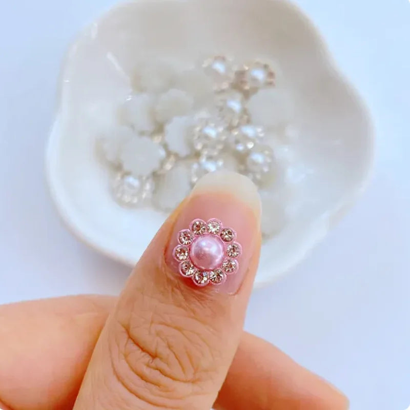 Motiv Halbperlen Blumen pearl - 100 Stück - Bastelschachtel