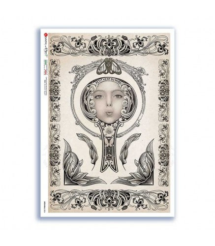 NOUVEAU-0026. Art nouveau Rice Paper for decoupage.