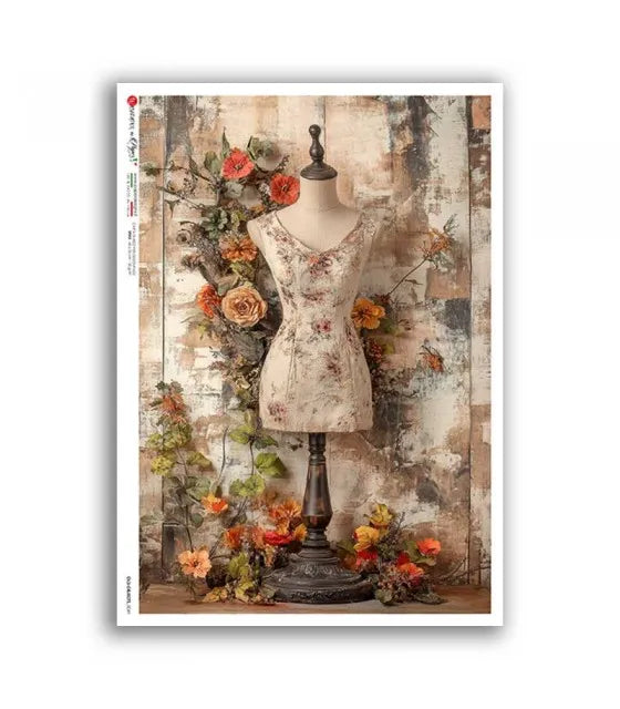 Reispapier - Kleid Schneiderin A5 oder A4