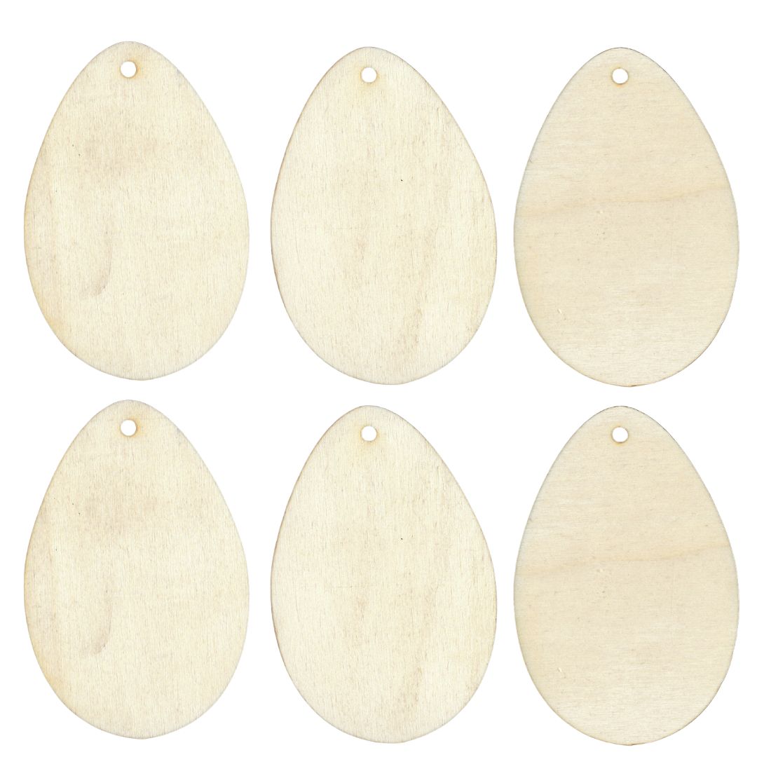 Ostereier aus Holz zum Basteln und Bemalen 6er Set - Bastelschachtel