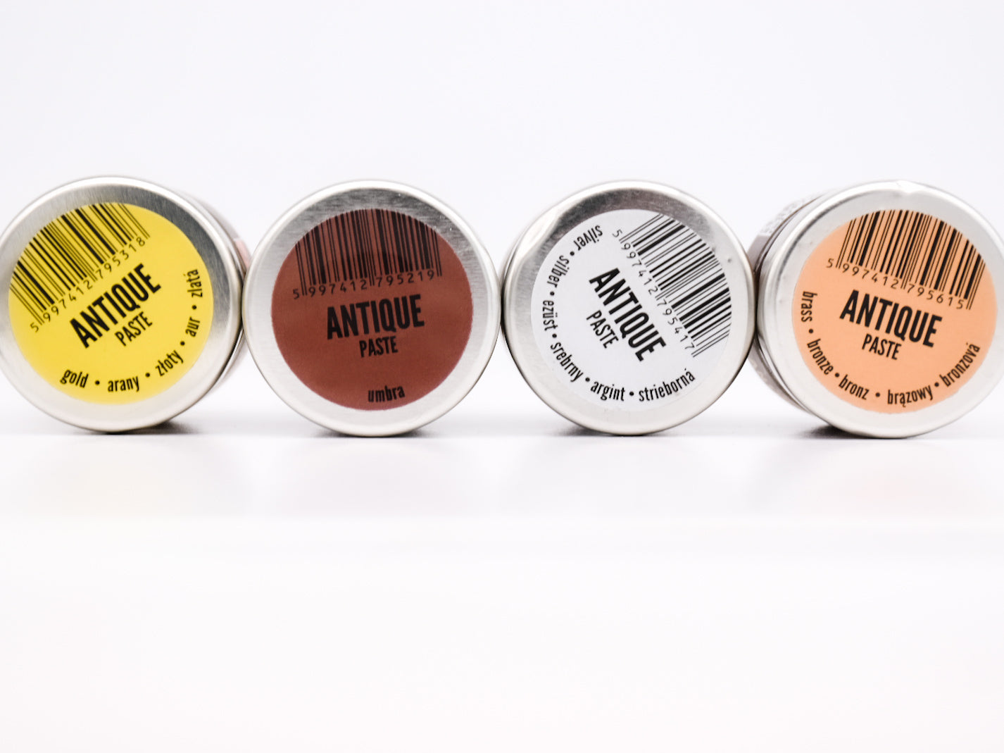 Pentart Antikpaste 4x20ml - gold / umbra / silber / bronze - Bastelschachtel