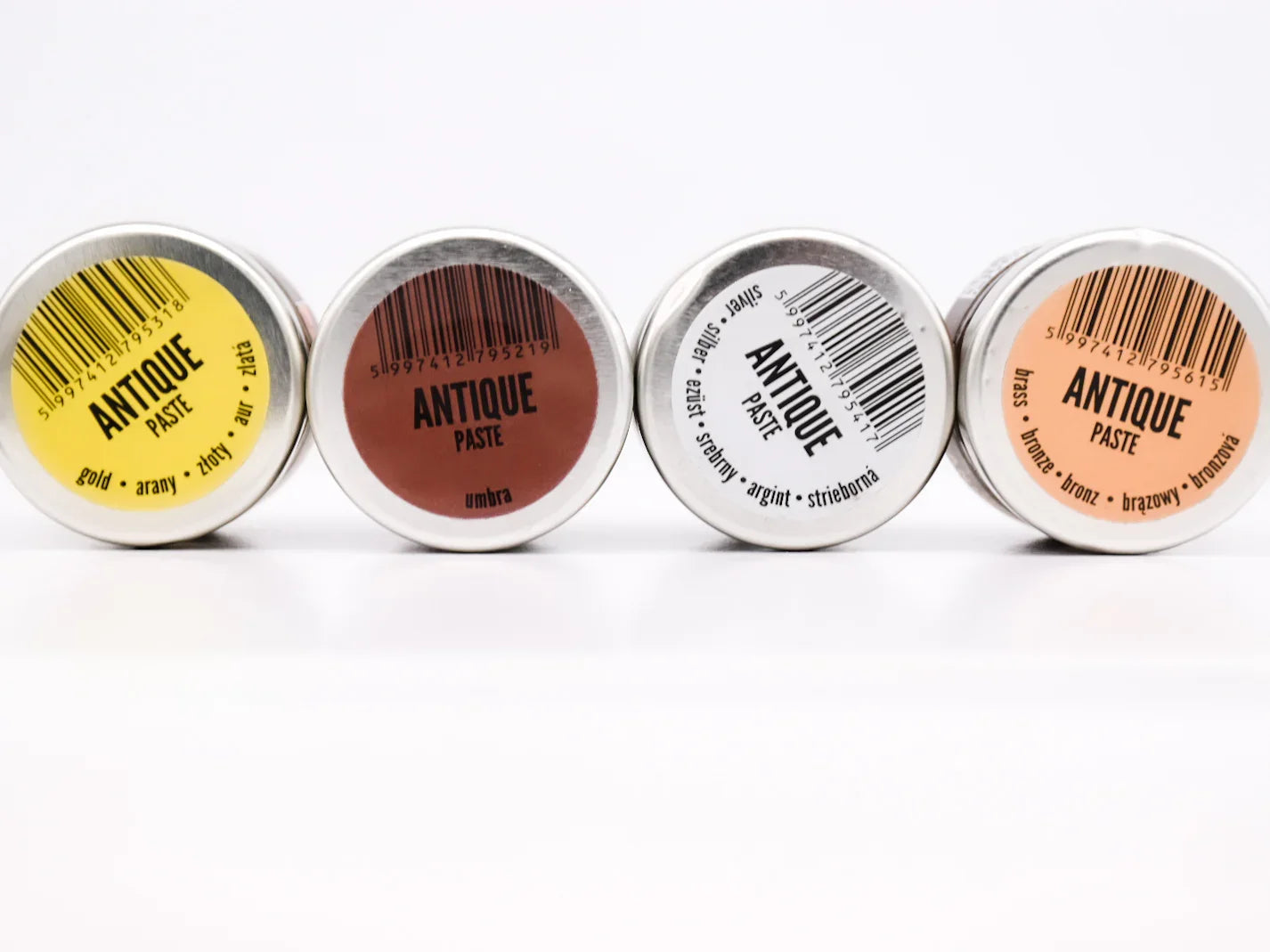 Pentart Antikpaste 4x20ml - gold / umbra / silber / bronze - Bastelschachtel