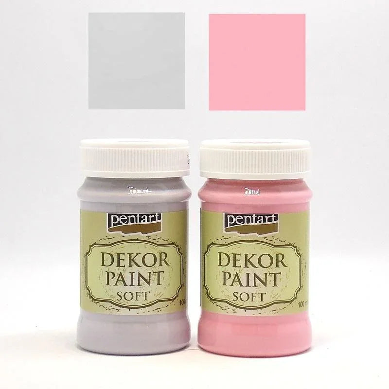Pentart Dekor Paint Chalky Duoset 2 x 100 ml – Set 3 in Babypink & Taubengrau. - Bastelschachtel - Dekor Paint Chalky 100ml - PEN-BUND-CHAL3