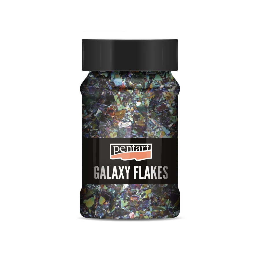 Galaxy Flakes 15g - Saturn green - green - detail - Pentart