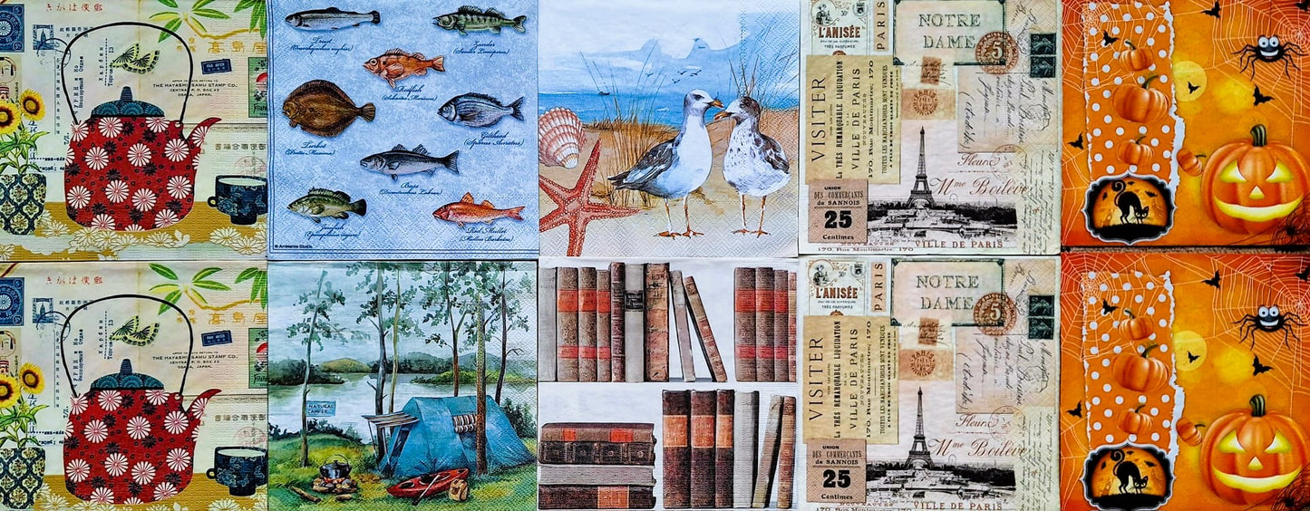 Servietten Set mit Decoupage-Kleber - Reisen