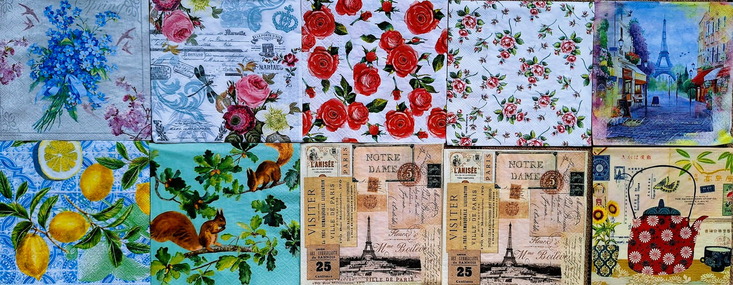 Servietten Set mit Decoupage-Kleber - Reisen