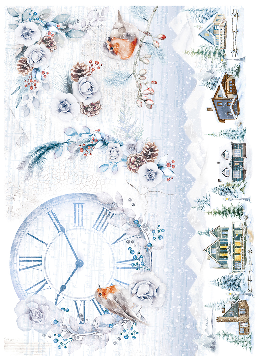 Reispapier A3 - Winter journey - Enchanted winter - Bastelschachtel
