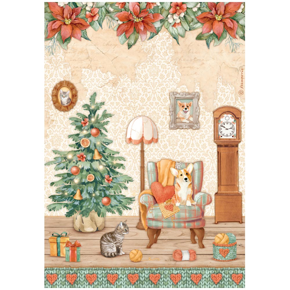 Reispapier A4 - All around Christmas - Sweet room - Bastelschachtel