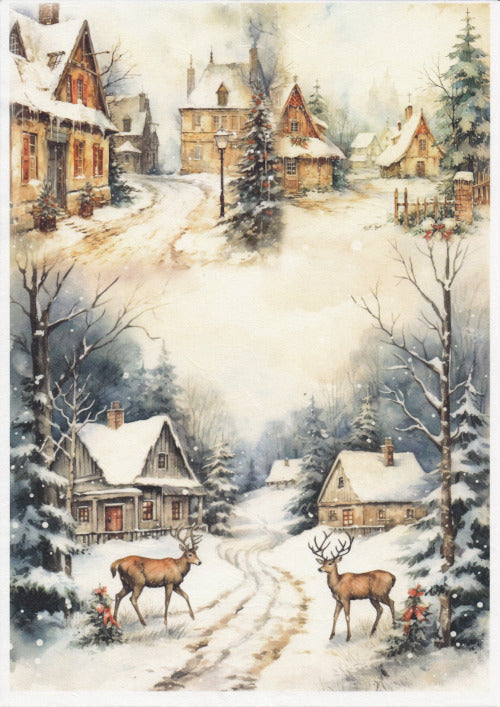 Reispapier A4 - My old village - Bastelschachtel